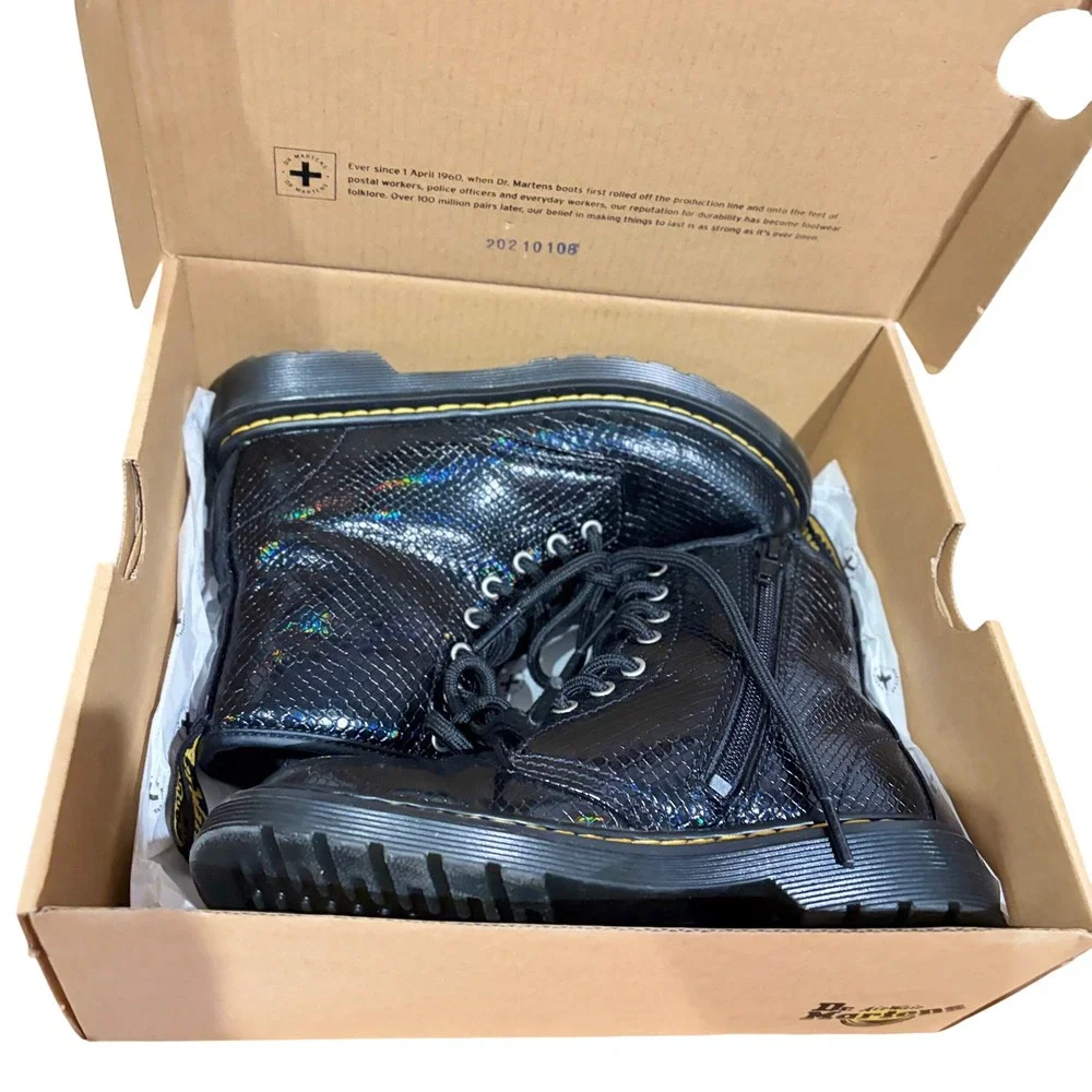Dr. Martens 1460 J Reptile Emboss Black Iridescent Boots 26605001 Kids US 1
